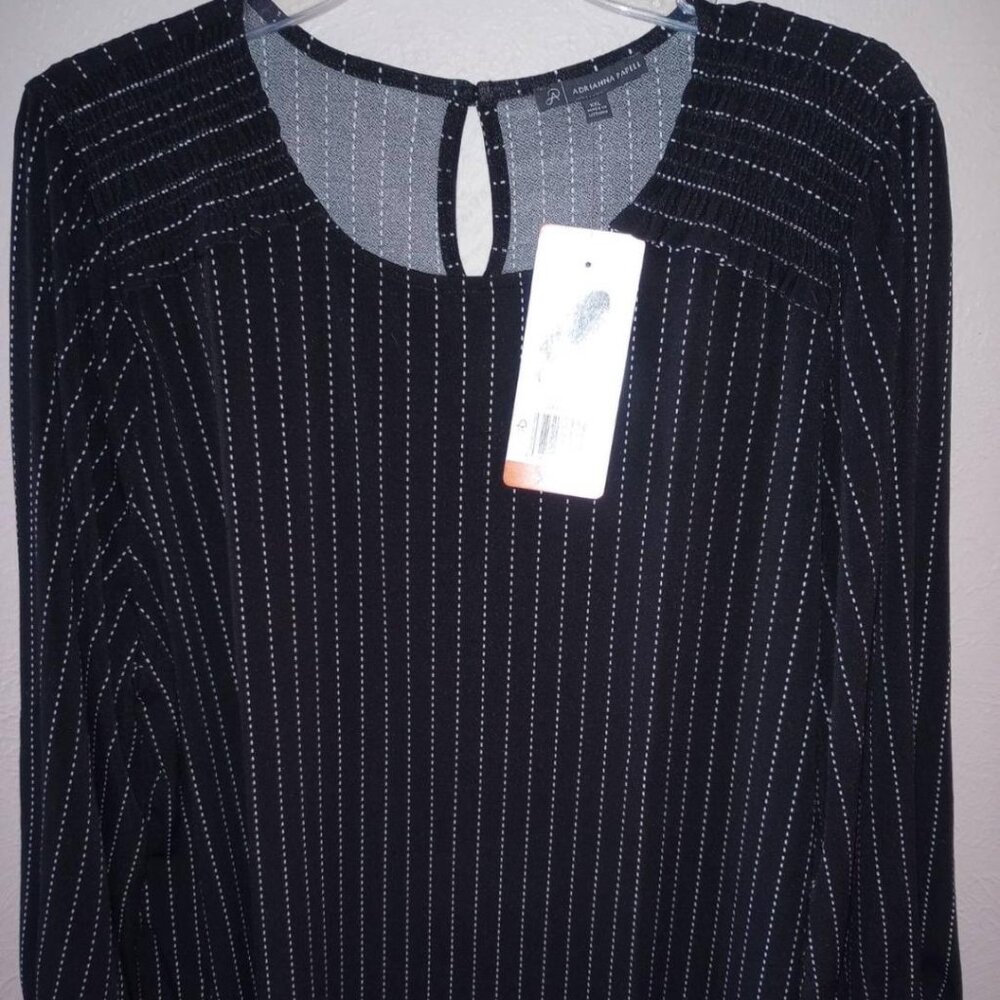 Adrianna Papell Women's Plus Size XXL Black 3/4 Sleeeve Blouse Top NWT - Picture 2 of 5